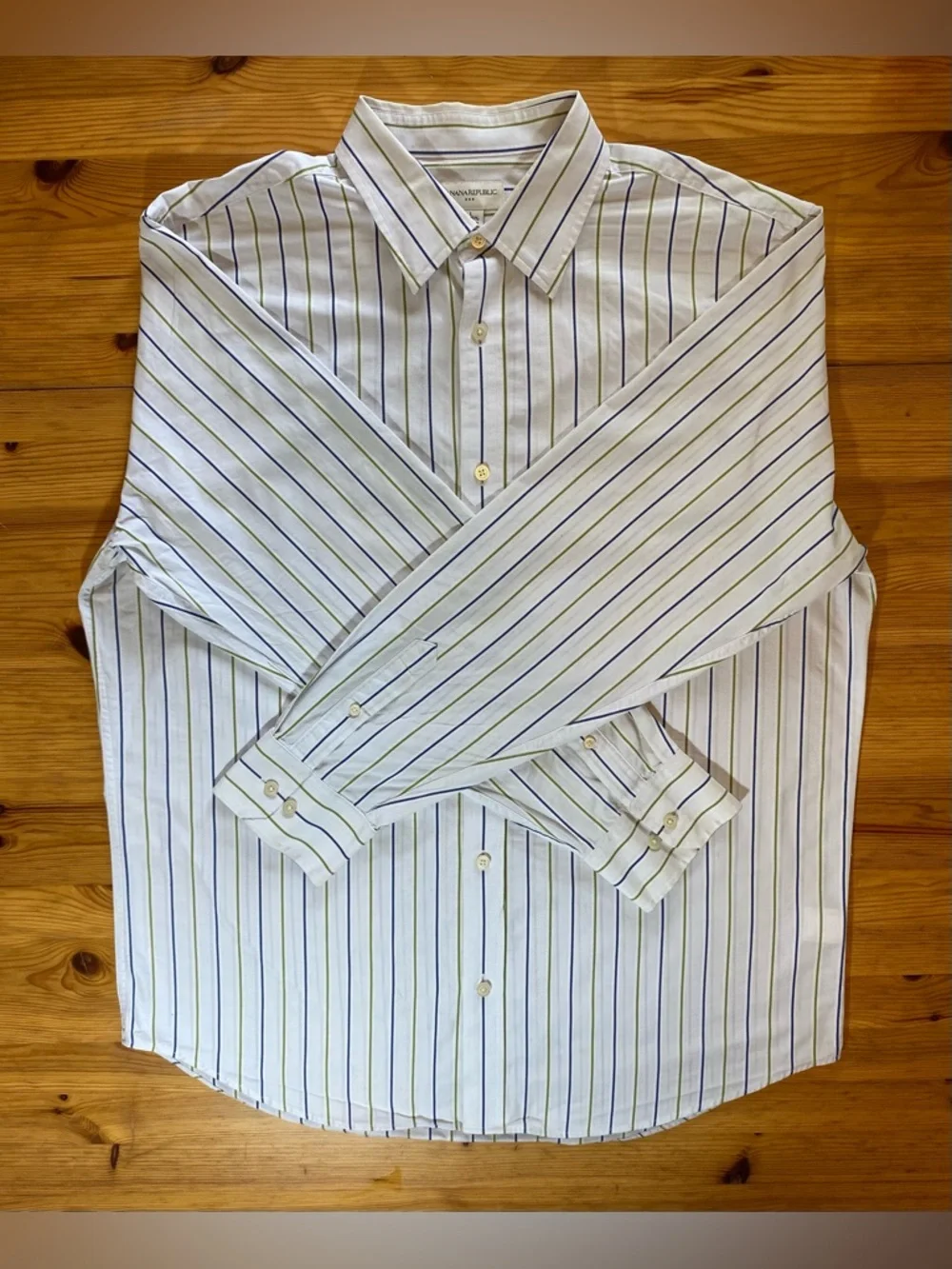 Banana Republic Men’s Vertical Multistripe Cotton Dress Shirt Size Large